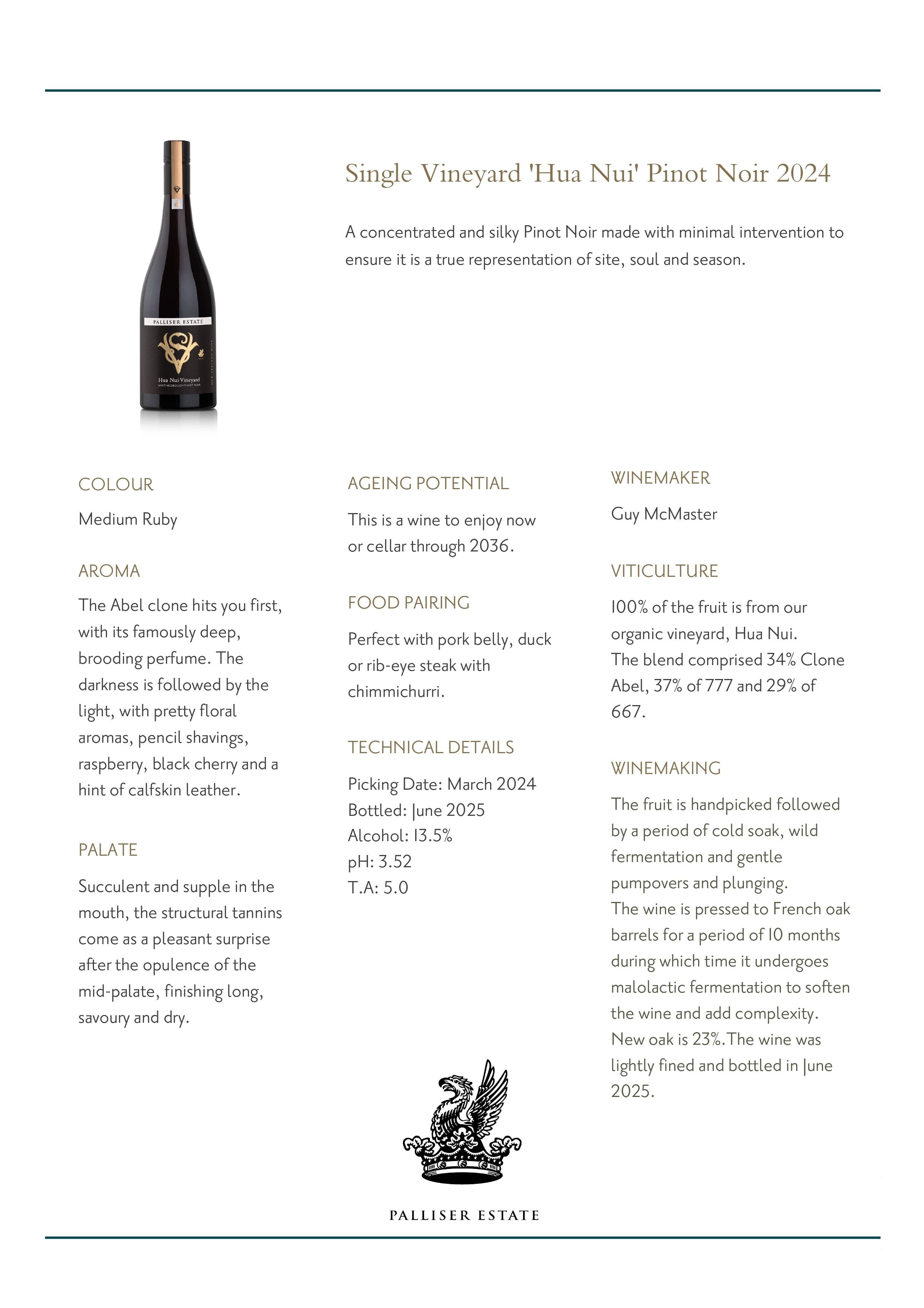 Palliser Single Vineyard 'Hua Nui' Pinot Noir 2024 image 1